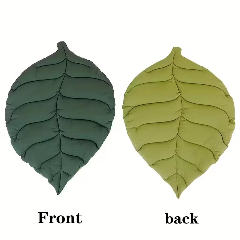Leaf Shaped Pet Bed Reversible Soft Washable Non Slip Cushion for Cats Dogs Indoor Travel Camping Comfortable Cozy Mat
