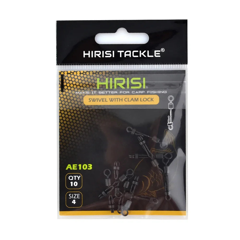 Hirisi 10pcs Quick Change Swivel With Clam Lock Clip For Carp Fishing Terminal Tackle Freshwater Fishing Accessories