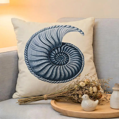 Cushion Cover  Linen  Skin-Friendly Soft Decorative Case For Sofa Home Decor Blue Sea Creature Coral Shrimp Pillow cover