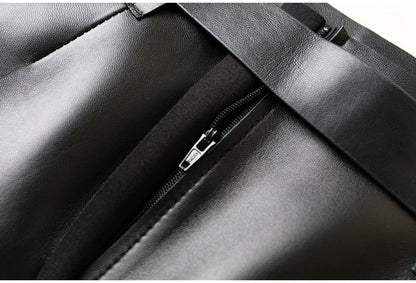 High Quality Genuine Leather High Waisted A-line Skirt Buttocks Wrapped Skirt Women's Fashionable Sheepskin Belt Short Skirt Y2k