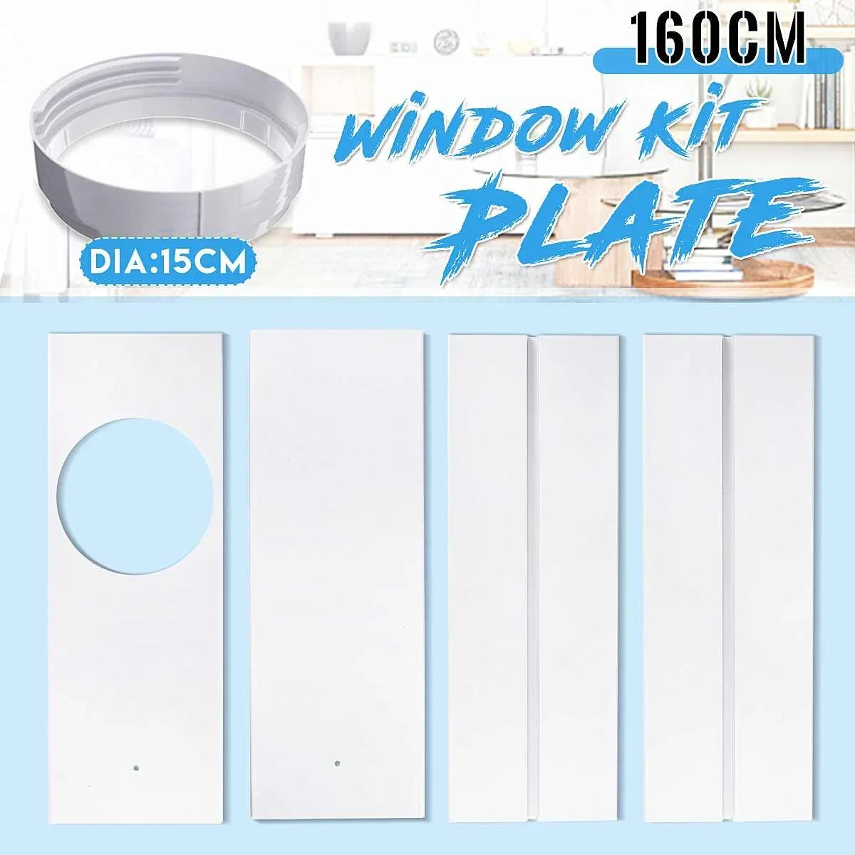 5Pcs/set Portable Air Conditioner Window Kit Adjustable Slide Plate Wind Shield Adapter Connector Air Conditioning Accessories