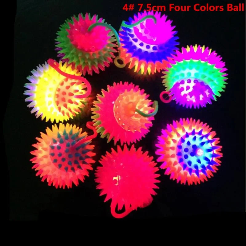 Event LED Light Up Flashing Massage Bouncing Glowing Spiky Ball Gift Glow Party Supplies