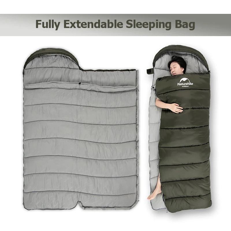 Naturehike Warm Sleeping Bag Ultralight Waterproof Splicable Double Sleeping Quilt Outdoor Winter Envelope Sleeping Bags