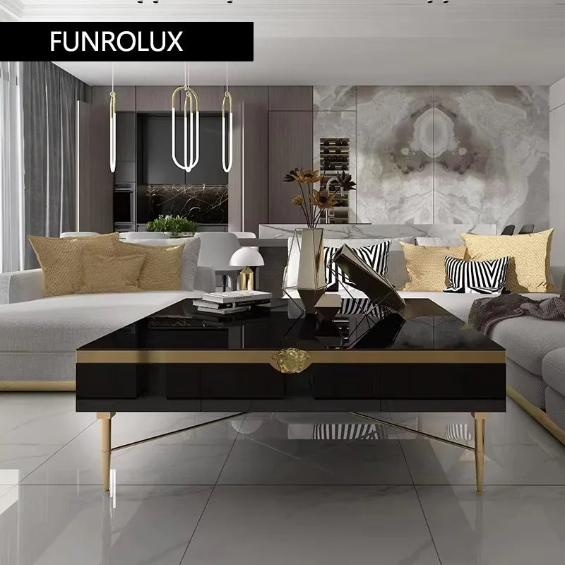 Modern Morocco New Classical Postmodern Square Stainless Steel Coffee Table Tea Table for Living Room