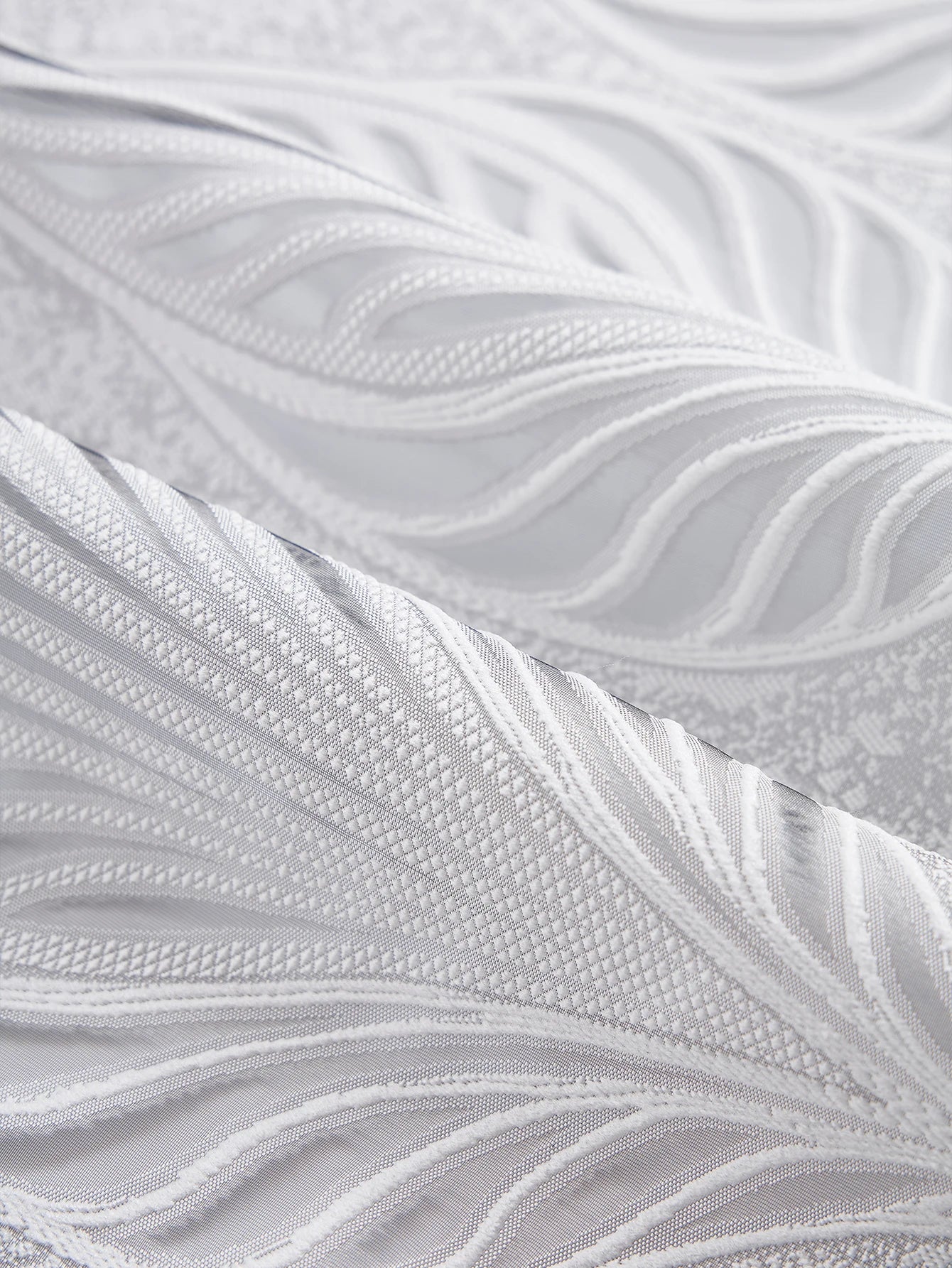 White GREY Embroidered European Style Thickened High-end Curtains for Bedroom Transparent Tulle for Living Room,Grommet Top,