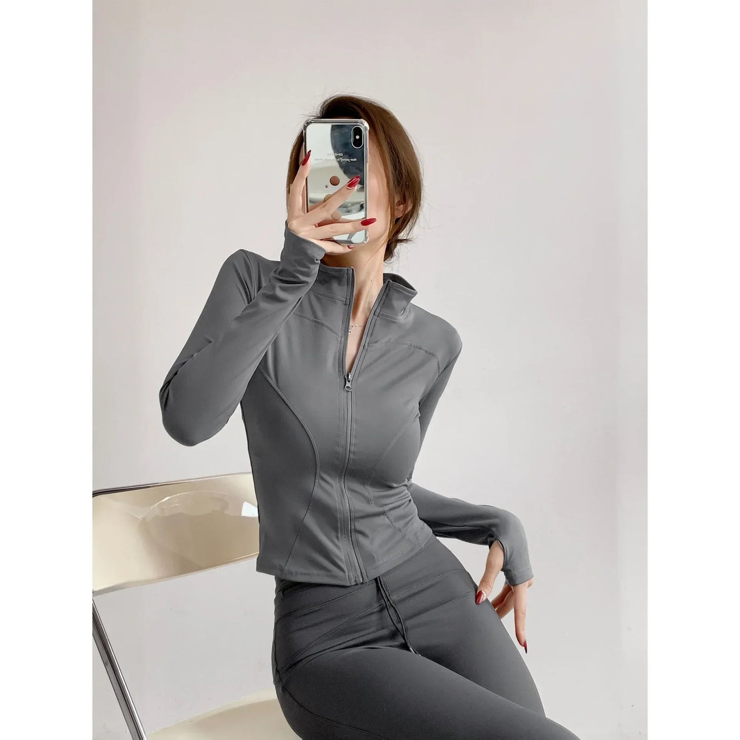 S-3XL Women's Fitness Jackets Yoga Coat with Zipper Slim Running Wear Stretch Gym Crop Top Lightweight Sports Outerwear Hoodless