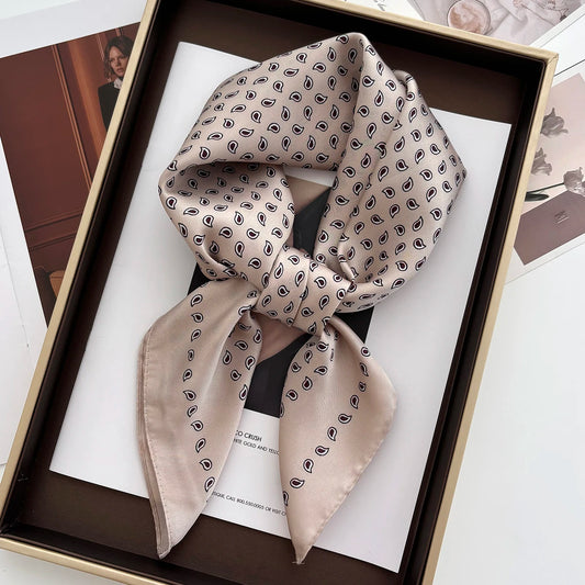 70*70cm Women's Square Scarf Soft Satin Floral Print Wrap Foulard Neckerchief Bandannas Hair Skinny Tie Hijab Shawls