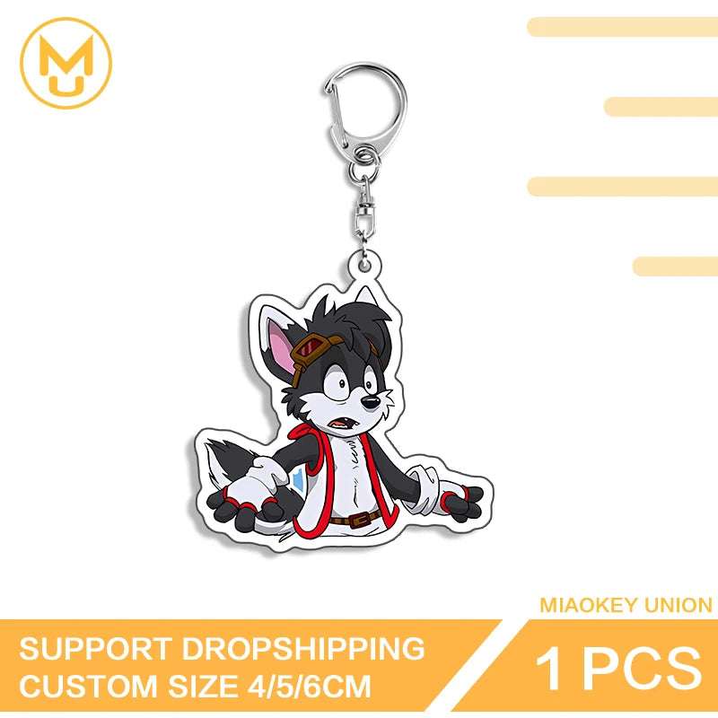 Furry Wolf Fashionable Eye Catching Lively Edgy Acrylic Keyring Charming Adorable Exquisite Anime Jewelry Accessories Gifts