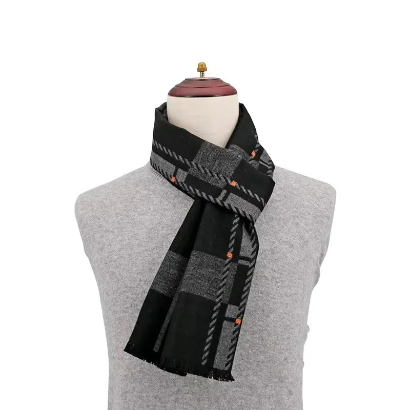 2024 Luxury Brand Winter Plaid Cashmere Scarf for Men Warm Neck Scarfs Male Business Scarves Long Men's Pashmina Shawl