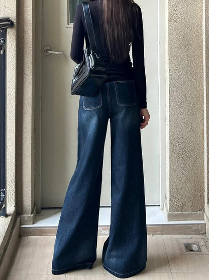 Fashion Street Casual Woman Jeans Autumn New High Waist Loose Women Jeans  Simple Basic Slim Straight Leg Pants Female Chicly