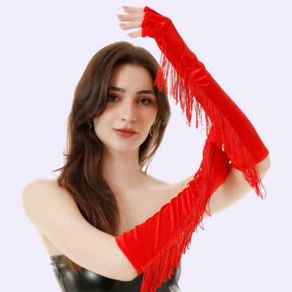 Evening Gloves Women Party Gloves Fringed Half Finger Gloves Club Arm Sleeves Evening Gloves Women Party Gloves Fringed Half