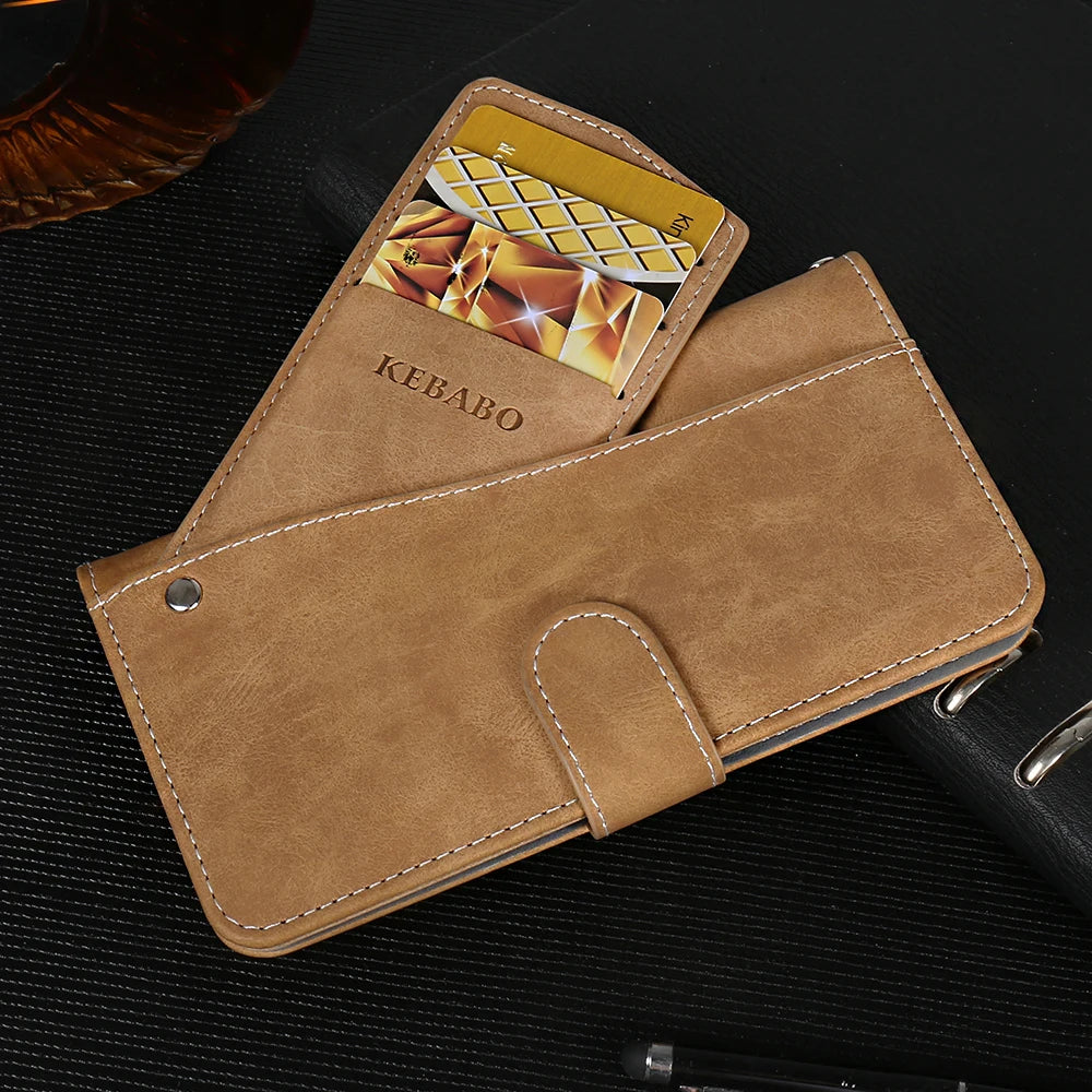 Leather Wallet Cwowdefu S18 Case 6.58" Fashion Luxury Protective Customize Cover Phone Card Wallet Card Slots Book Style