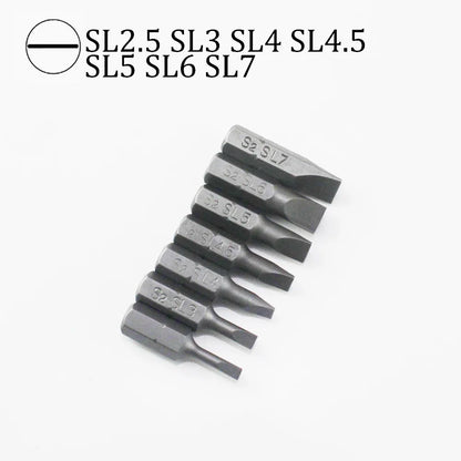10Pcs 1/4" 25mm Slotted SL2.5-SL7 Screwdriver Bit Set Repair Tools Screwdrivers Kit Hex Shank Drill Bit For Power Household Tool