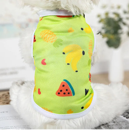 Cartoon Print Pet Clothes for Small Dogs Summer Quick Drying Kitten T Shirt Non Wrinkle Yorkshire Vest  Colorfast Pet Clothing