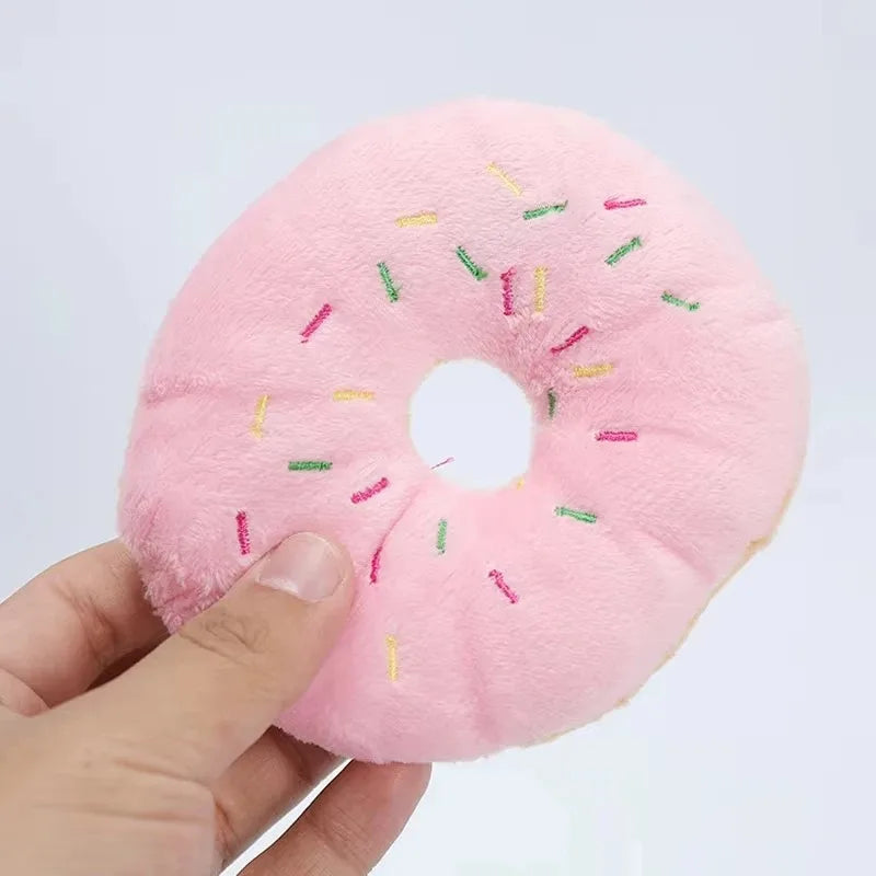 Puppy Chewing Toys Soft Dog Donuts Plush Pet Dog Squeaker Sound Toys for Small Medium Dog Pet Interactive Toys Dog Supplies