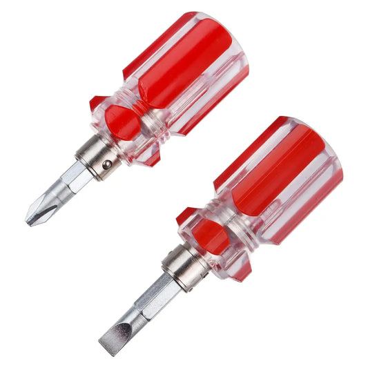Double-Bit Screwdriver, 1 PCS Stubby Screwdriver with Phillips and flathead Headed, Tool for DIY, Repair & Maintenance Projects