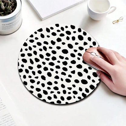 1 leopard print animal cartoon mouse pad, circular office desk mouse pad with anti slip rubber base, office desk accessories
