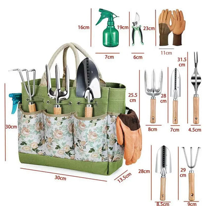 Gardening Tools 9PCS/Set Heavy Duty Durable Stainless Steel Hand Toolsv For Digging Transplanting Weeding With Storage Handbag