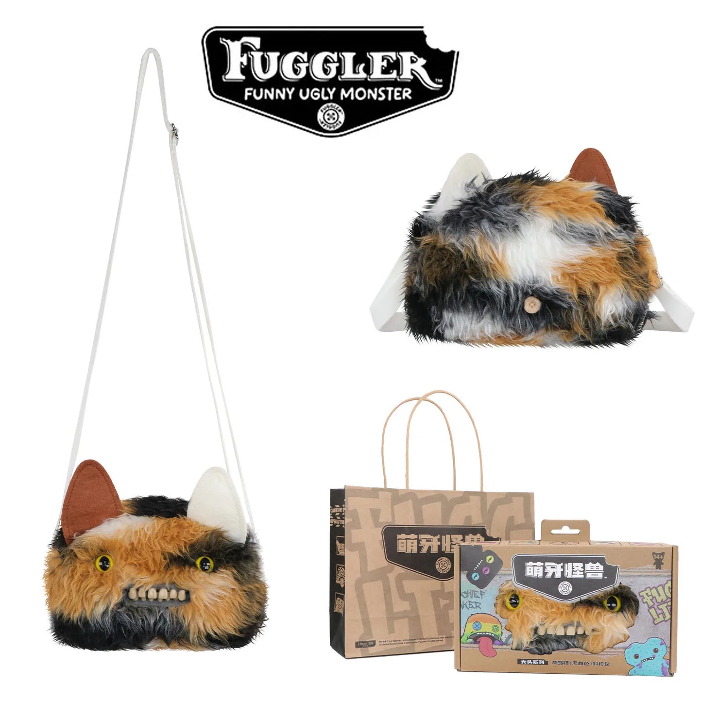 Fugglers Ugly Teeth Monster Bag Crossbody Cute Plush Wallet Plush Bag Fuggs Crossbody Bag with Shoulder Strap Animal Plushies
