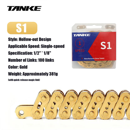 TANKE Single Speed Bike Chains 1 Speed Mountain Bicycle Chain 100L MTB Single Speed Cycling Accesories BMX Current