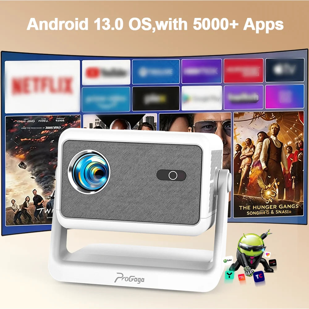 PROGAGA PG370 MAX Projector HD 1080P 4K Android Projector 700ANSI Video Projector Home Theater Portable Projector for Smartphone