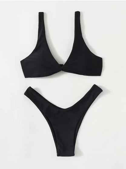 Simple Solid Bathing Suit Women Sexy Triangle Bandage Micro Bikini Swimsuit 2025 New Summer Beach Bathing Suit Two Piece Female