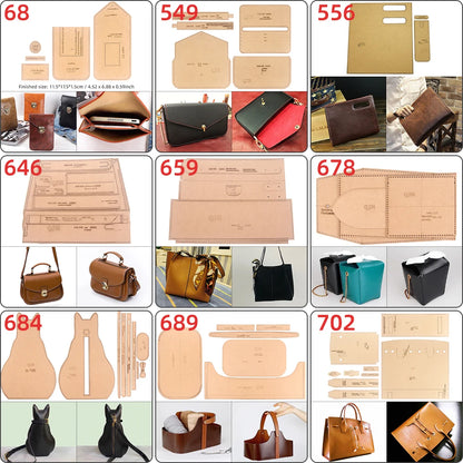 Large Capacity Purse/Storage Bag/Clutch Bag/Bucket Bag, Kraft Paper with Holes DIY Leather Handmade Craft Template, Special Gift