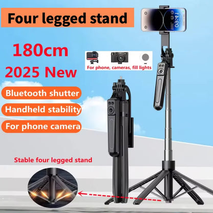 Portable camera tripod with wireless remote control and 360 ° rotation for video recording, video recording, and live streaming