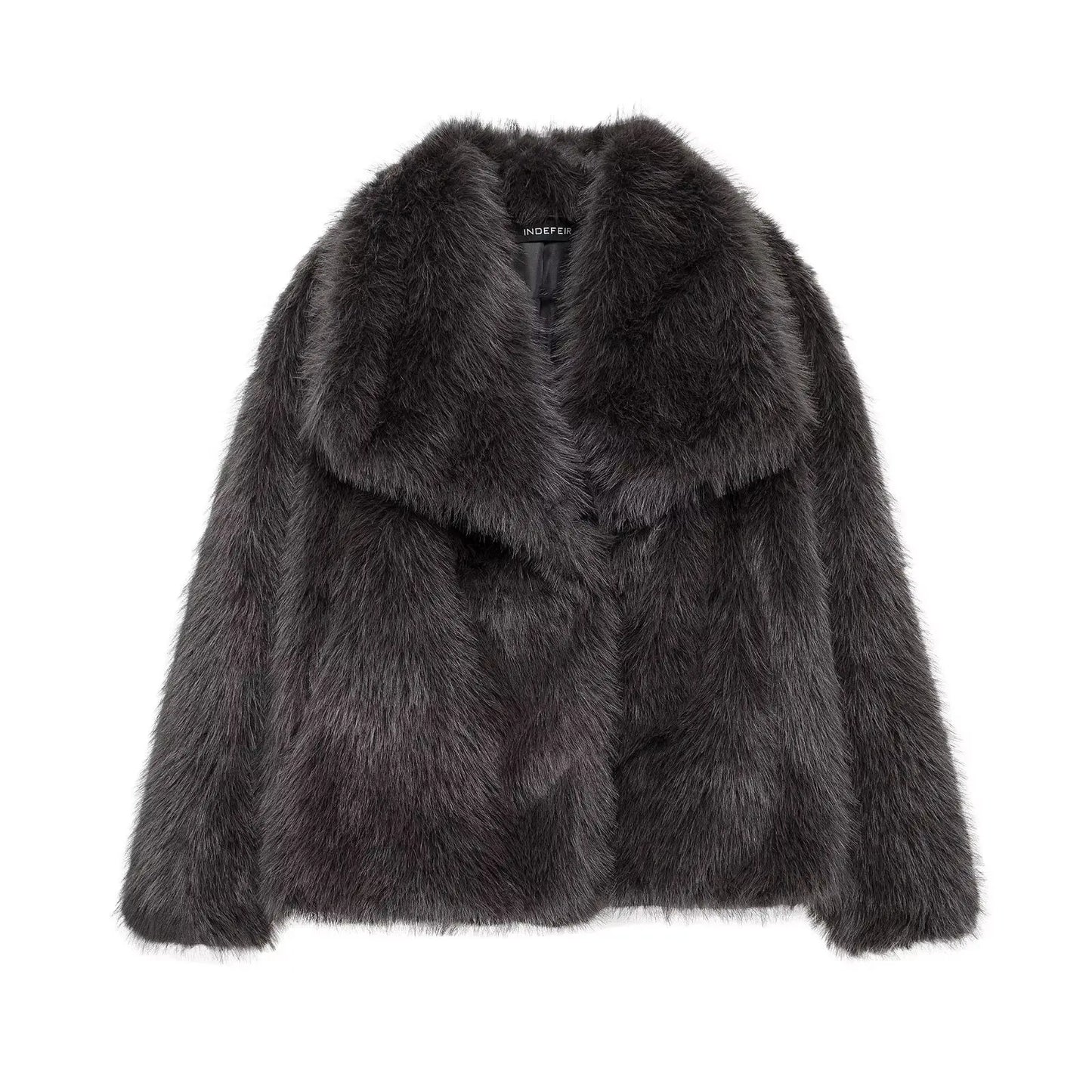HH 2025 Winter Coats For Women Fashion New Faux Fur Long Sleeves Loose Coat Female Versatile High Street Women's Cardigan