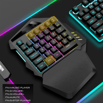 Mini Keyboard One Handed Gaming Keyboard 2.4G Wireless RGB Lighting ABS 35 Keys Gaming Keyboard for Computer