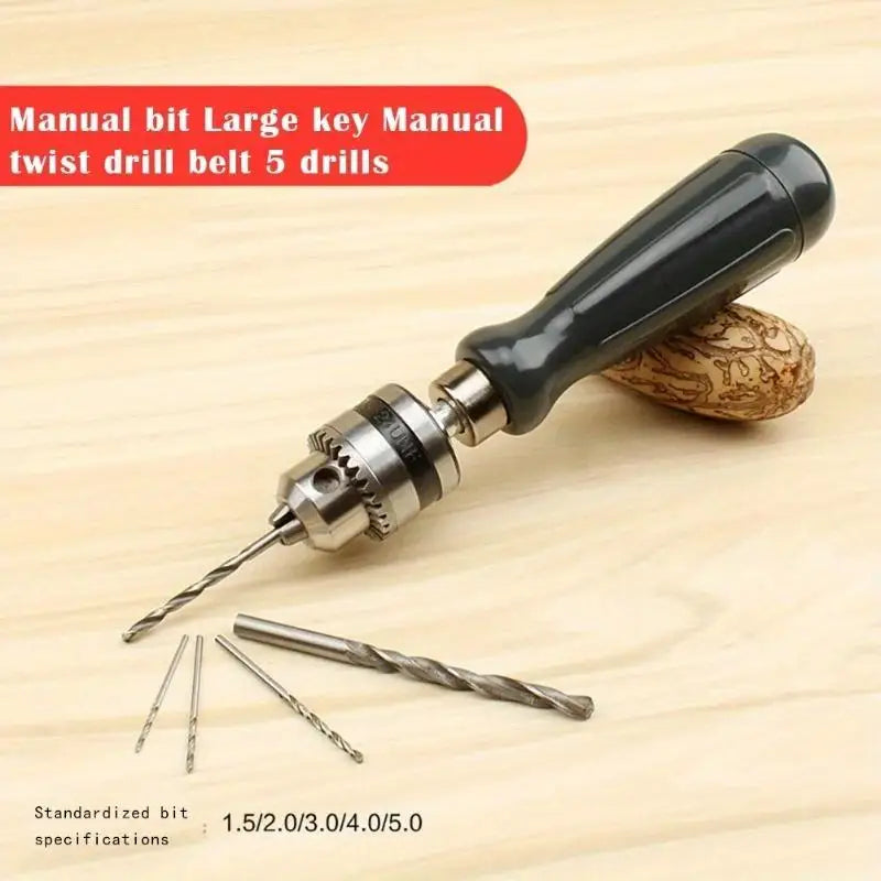 Drill Chuck Hand Drill Set 1.5/2.0/3.0 /4.0 /5.0mm Bits Manual Drilling Tool Multifunction Hand Twist Drill DIY Tool