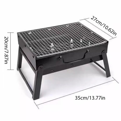 1Set Barbecue Charcoal Stove Portable Foldable Steel BBQ Grills  for Outdoor Grilling Cooking Camping Hiking Picnics Tailgating