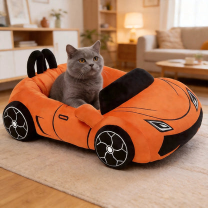 Cute Cat Beds Kitten Beds Soft Small Dog Beds Washable Pet Bed with Pillow for Puppy Kitty Funny Supercar Cat Toys Accessories