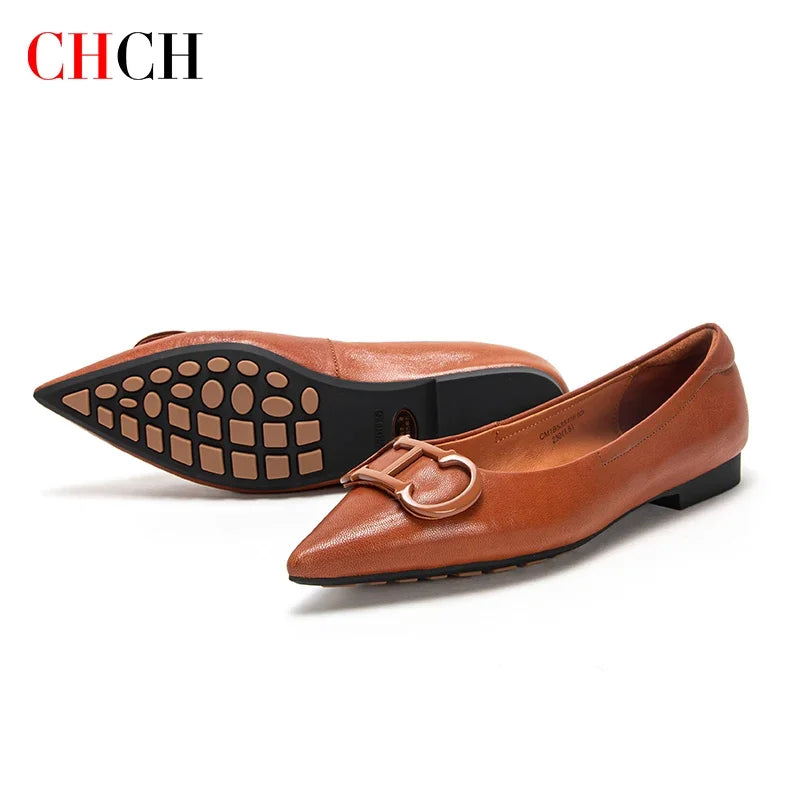 C-H Women's Flats Simple Solid Coloured Classic Fashionable Style Pointed Toe Suitable for Business Office Comfortable For Girls
