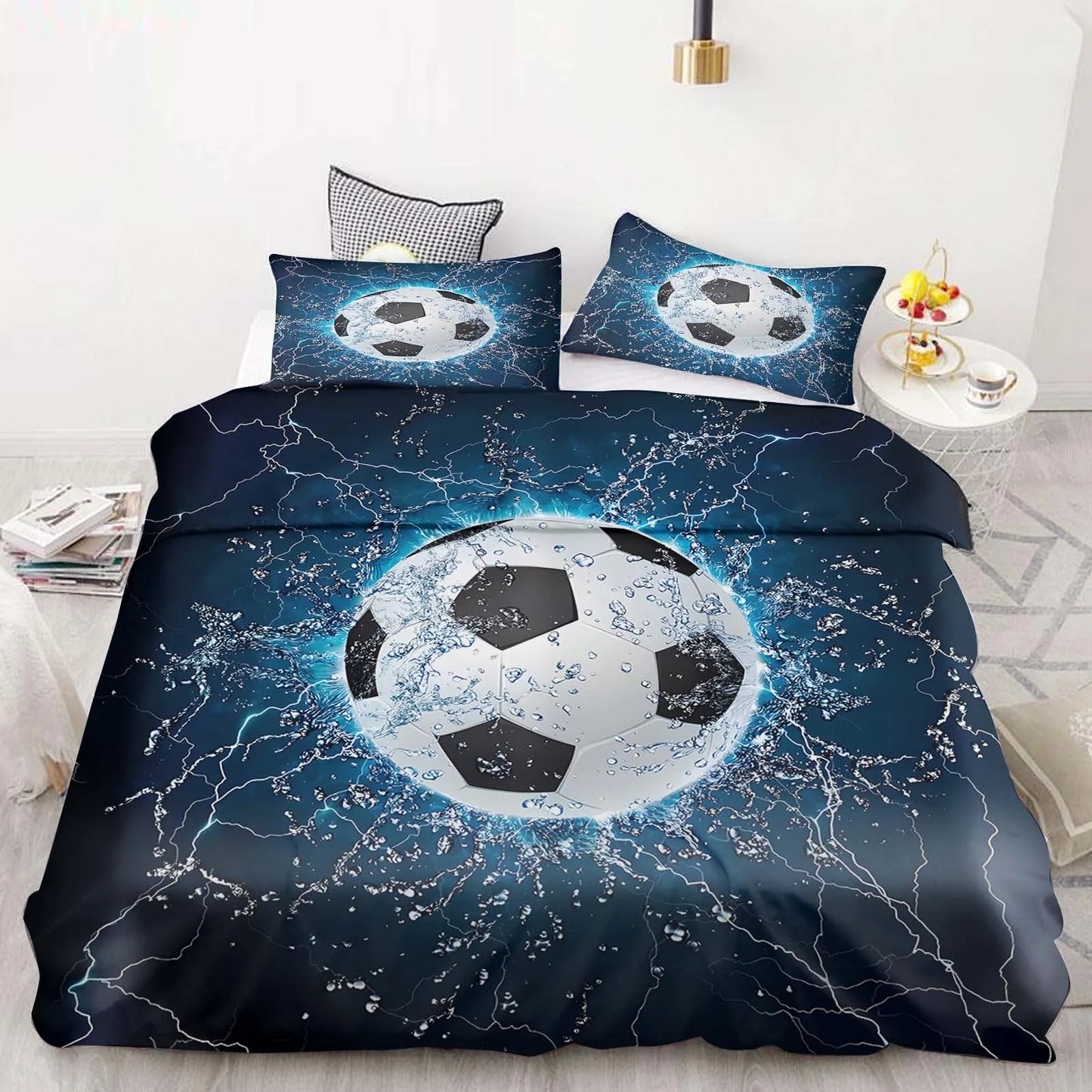 Football Duvet Cover Set Comforter Bedding 3d Children'S Bedding Set 3-Piece 1 Quilt Cover King Size