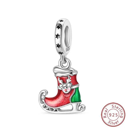 Original 925 Sterling Silver Charms Beads Winter Snowflake Snowman Igloo Penguin Pendant Fit Bracelet Women Jewelry Gift