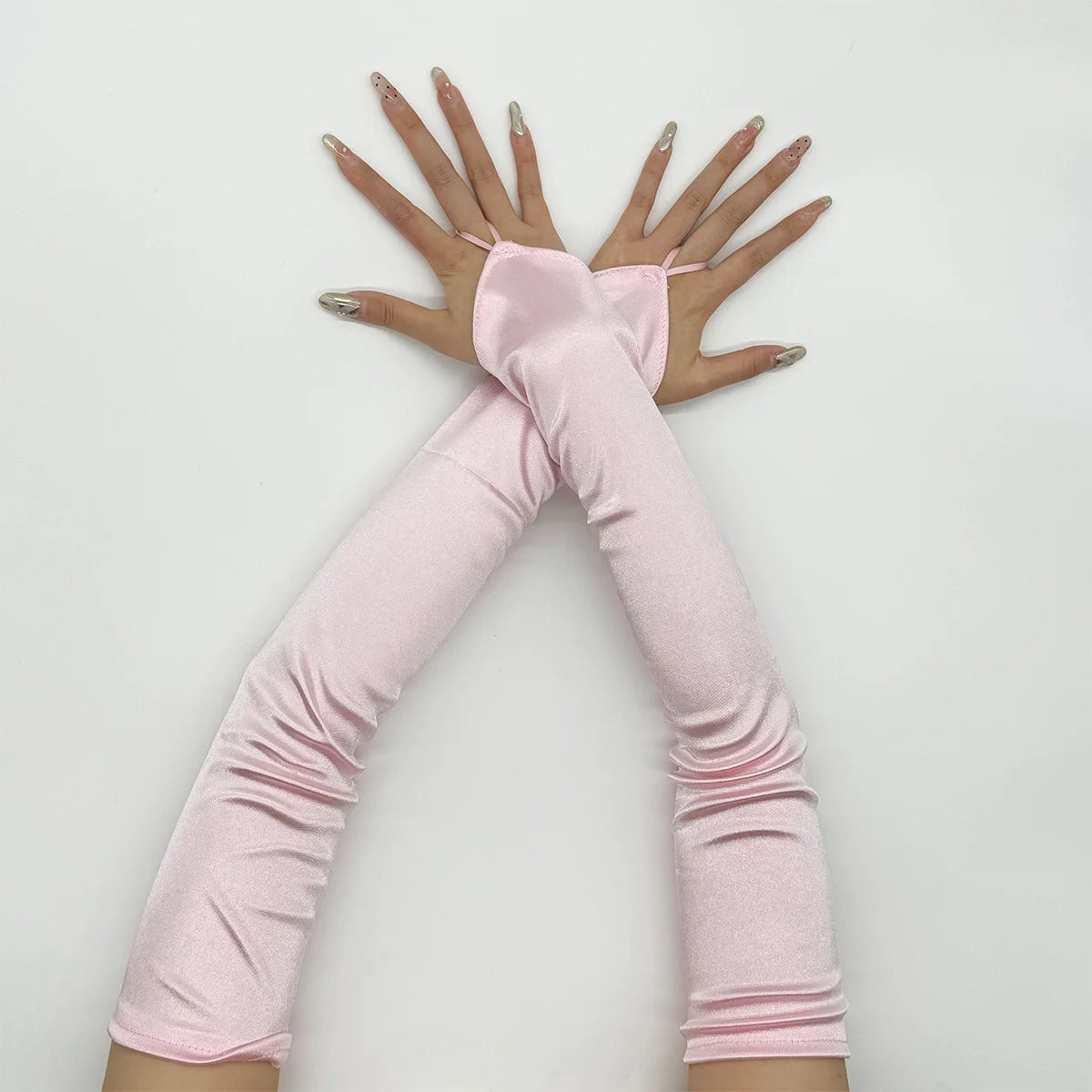 Ladies' Gloves, Long Hook-Finger Tinted Gloves, Ball Gloves, Bride's Wedding Dress Gloves, Sun-Protective Fashion Gloves C101