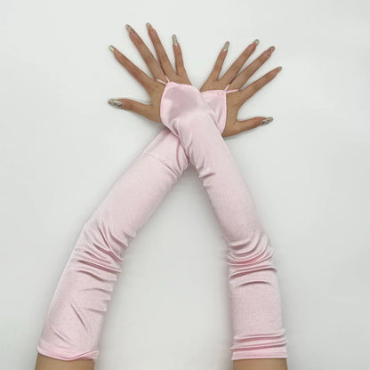 Ladies' Gloves, Long Hook-Finger Tinted Gloves, Ball Gloves, Bride's Wedding Dress Gloves, Sun-Protective Fashion Gloves C101