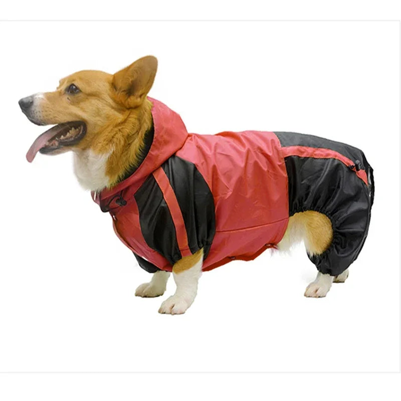 Corgi Dog Clothes Jumpsuit Waterproof Clothing Pembroke Welsh Corgi Dog Raincoat Hooded Rain Jacket Dropship Pet Outfit