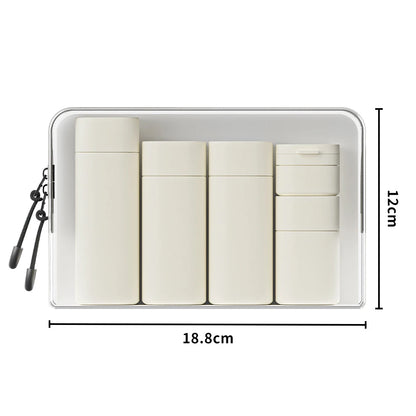 Travel Bottles Leak Proof 4 in 1 Containers for Toiletries Refillable Plastic Bottles with Lid Spray Lotion Shampoo