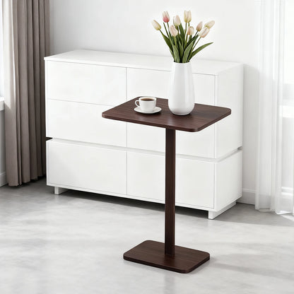 Minimalist C-Shaped End Table，Lightweight Sofa Bed Tray，Rustic Brown for Small Living Room TV Snack