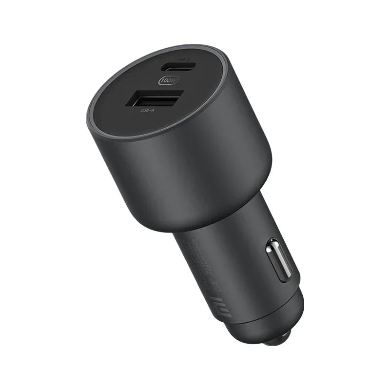 Xiaomi 100W Car Charger Dual USB Quick Charge Mi Car Charger USB-A USB-C Dual Output LED Light With 5A Cable