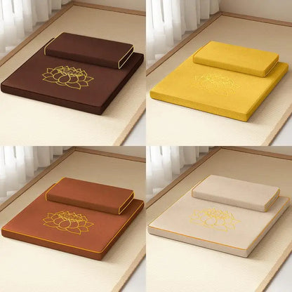 Thickened Zen Meditation Pad Coconut Fiber Embroidered Yoga Mat Home Use Sitting Cushion Yoga Mat Plant Floral Pattern
