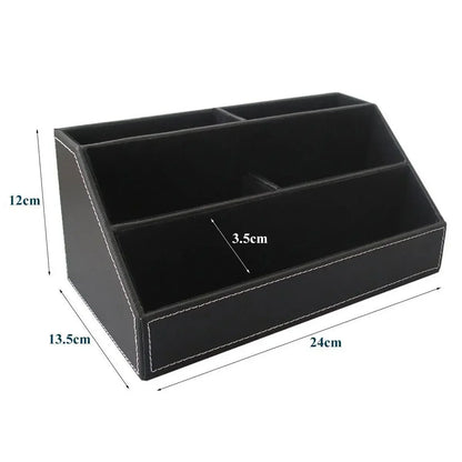 Home Office Wooden Struction Leather Multi-function Desk Stationery Organizer Storage Box, Pen/Pencil ,Cell phone, Business Na
