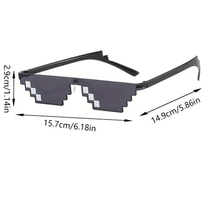 2Pcs Mosaic Sunglasses Cool Party Vintage Shades Eyewear For Men Pixelated Sunglasses Funny Women Glasses