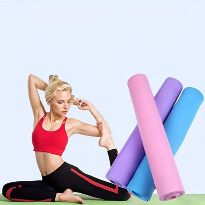 2 Pcs Yoga Mat with Strap Set, High Quality Thick Cushioning for Joint Protection, Non Slip Textured Surface for Stability