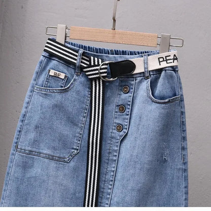 Female Irregular Cowboy Long Skirt Spring Summer Ladies Medium Long Styles Jeans Skirts Women Large Size 5XL Denim Maxi Skirts