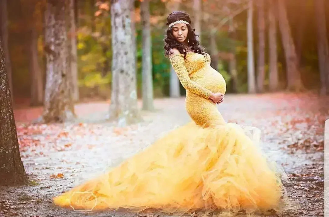 Dress Long Women's Pregnancy Dress Photography Maxi Gown For Pregnant Baby Shower Clothing Sexy Lace Tulle Maternity Photoshoot