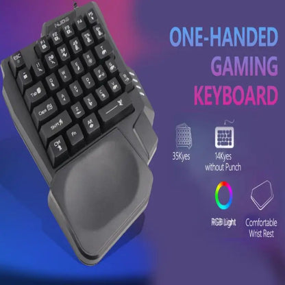 35 Keys Gaming Keyboard Black One Handed Gaming Keyboard Anti Slip Design Three Colors Backlight for Mobile Games for Computer
