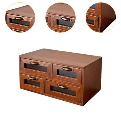 Desk Organizer Box with Drawers Wooden Desktop Organizer for Keys Cosmetics Jewelry and Office Supplies Drawer Cabinet